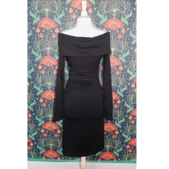 Diane Von Furstenberg DVF Black Wool Knit Off The Shoulder Sexy Minx Dress - Picture 9 of 9